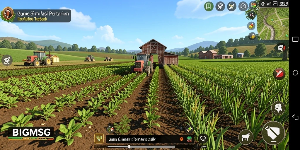 Screenshot utama BIGMSG menampilkan gameplay pertanian yang menarik dan interaktif.