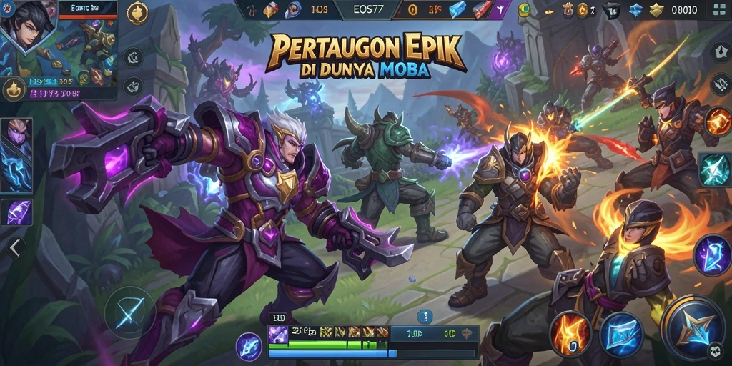 Tampilan gameplay seru di dunia MOBA EOS77.