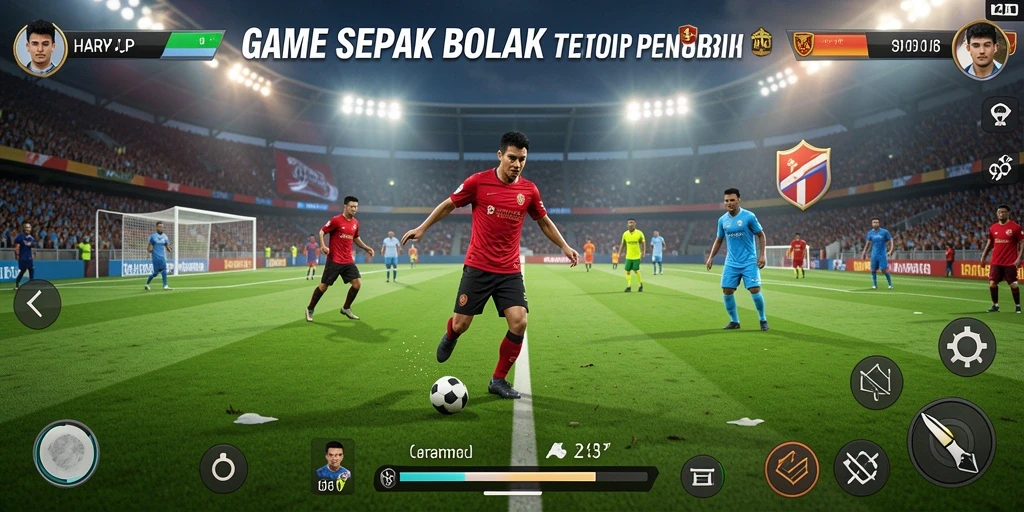 Tampilan gameplay HARAPJP yang menegangkan dan seru dalam pertandingan sepak bola.