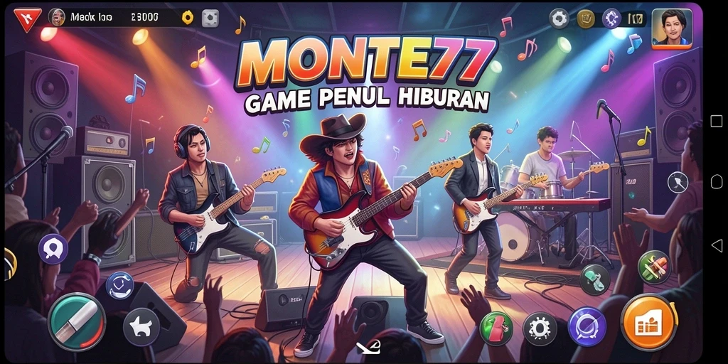 Screenshot gameplay MONTE77 yang menampilkan suasana bermain musik.