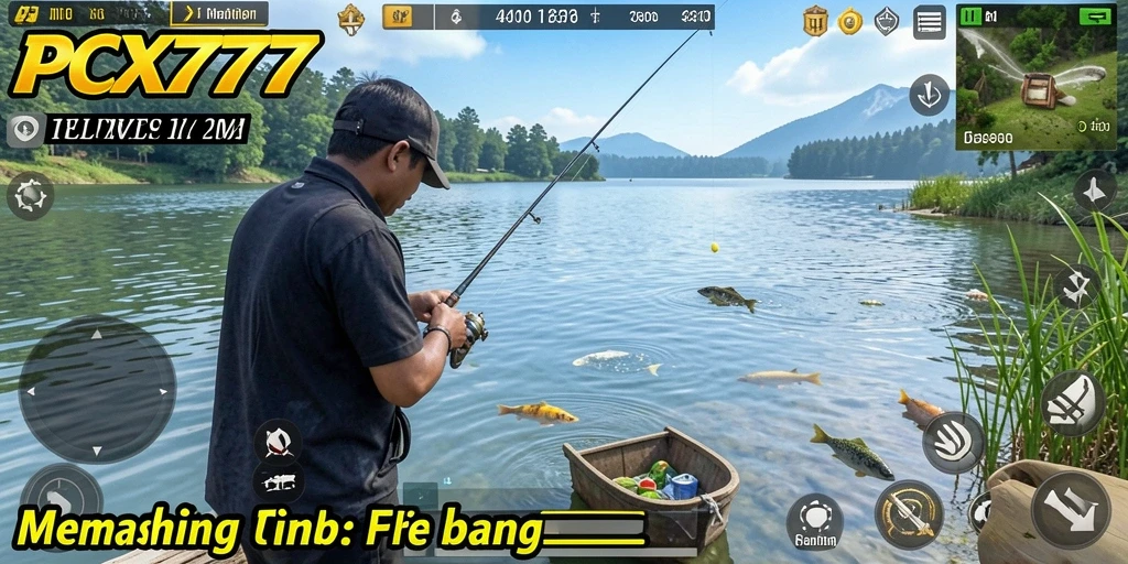 Tampilan gameplay PCX777 yang mengasyikkan saat memancing.