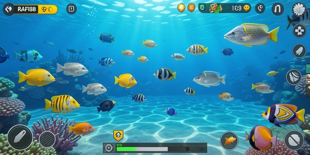 Gameplay seru menembak ikan di bawah laut.