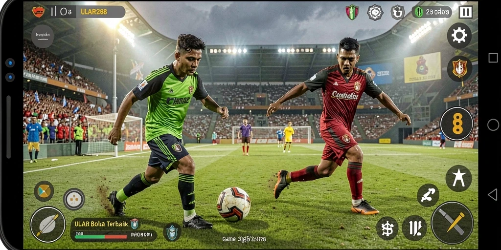 Tampilan gameplay ULAR288 yang mendebarkan di lapangan sepak bola.